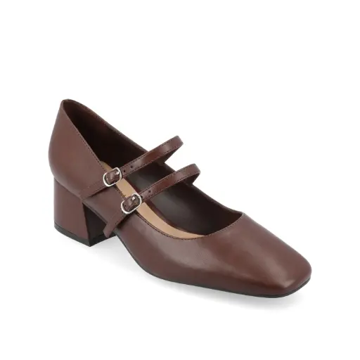 [Journee Collection Womens Nally Block Heel Pumps - BROWN 7 1/2 MEDIUM] Zapatos De Tacón Cuadrado Nally Para Mujer De La Colección Journee - Marrón 7 1/2 Mediano | 194379844430 TRG188376968
