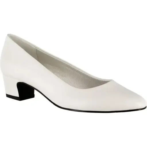 [Easy Street Womens Prim Block Heel Pumps - WHITE 7 1/2 WIDE] Zapatos De Tacón Cuadrado Prim Para Mujer De Easy Street - Blancos 7 1/2 Ancho | 889885346737 TRG187862553