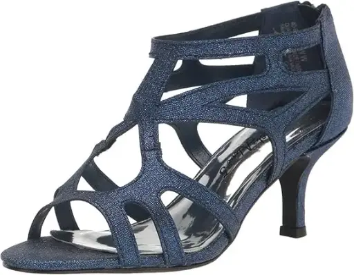 [Easy Street Womens Flattery Peep Toe Stiletto Heel Pumps - Navy Glitter NAVY 8 MEDIUM] Zapatos De Tacón De Aguja Con Punta Abierta Flattery Para Mujer De Easy Street - Azul Marino Brillante, Talla 8 Mediana | TRG191575679
