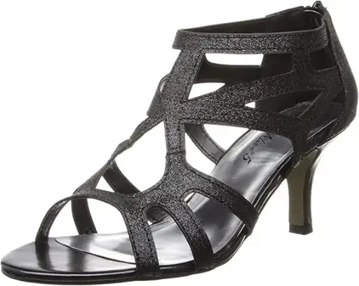 [Easy Street Womens Flattery Stiletto Heel Pumps - BLACK GLITTER 12 WIDE] Zapatos De Tacón De Aguja Easy Street Flattery Para Mujer - Brillo Negro 12 Ancho | 885660636611 TRG187797068