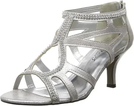 [Easy Street Womens Flattery Stiletto Heel Pumps - SILVER WSTONES 8 MEDIUM] Zapatos De Tacón De Aguja Easy Street Flattery Para Mujer - Silver Wstones 8 Medium |