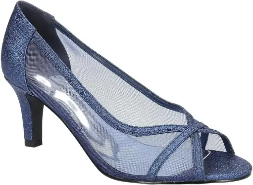 [Easy Street Womens Picaboo Stiletto Heel Pumps - Navy Glitter NAVY 8 WIDE] Zapatos De Tacón De Aguja Picaboo Para Mujer De Easy Street - Azul Marino Brillante (Talla 8) | 196371115143 TRG185052250