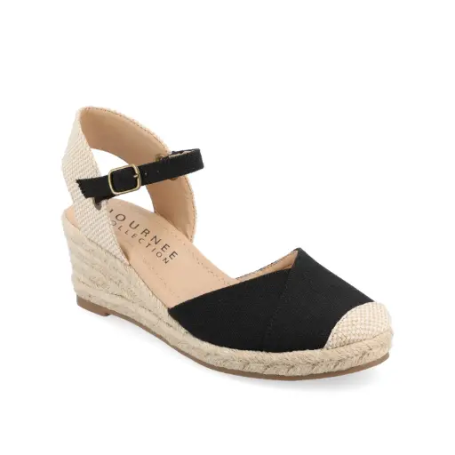 [Journee Collection Womens Ashlyn Wedge Heel Pumps - Black 7 1/2 Medium] Zapatos De Tacón De Cuña Ashlyn Para Mujer De La Colección Journee - Negro, Talla 7 1/2 Mediana | 52574557619 TRG187860437