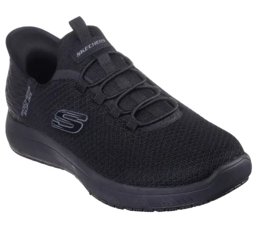 [Skechers Mens Sumits Colsin Slip In Hands Free Slip-Ins Work Shoes - BLACK 9 MEDIUM] Zapatos De Trabajo Skechers Sumits Colsin Slip-Ins Para Hombre - Negro 9 Mediano |