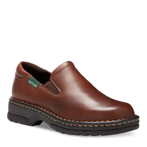 [Eastland Newport Womens Leather Slip-On Shoes - BROWN WORN SADDLE 12 WIDE] Zapatos Sin Cordones De Cuero Eastland Newport Para Mujer - Marrón Desgastado, 12 De Ancho | TRG192764432