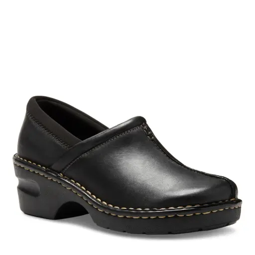 [Eastland Kelsey Womens Leather Clogs - BLACK 10 MEDIUM] Zuecos De Cuero Eastland Kelsey Para Mujer - Negro 10 Mediano | TRG185044173