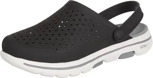 [Skechers Mens Foamies Go Walk 5 Astonished Clogs - BLACK GRAY 10 MEDIUM] Zuecos Skechers Foamies Go Walk 5 Astonished Para Hombre - Negro Gris 10 Mediano | 194428258539 TRG187804140