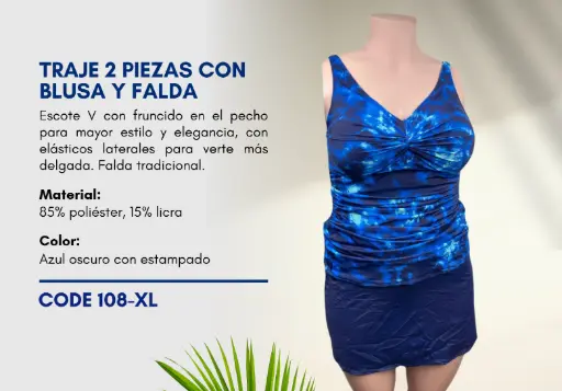 [Traje de Baño Para Mujer Extra Large Esencial Swim XL-108] Traje de Baño Para Mujer Extra Large Esencial Swim XL-108