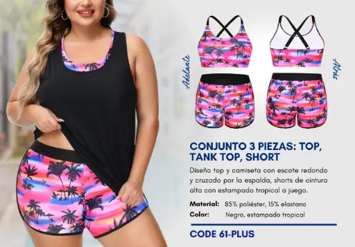 [Traje de Baño Para Mujer PLUS Elite Swim PLUS-61] Traje de Baño Para Mujer PLUS Elite Swim PLUS-61