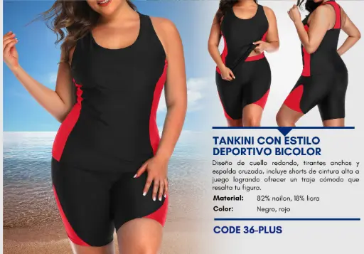 [Traje de Baño Para Mujer PLUS Esencial Swim PLUS-36] Traje de Baño Para Mujer PLUS Esencial Swim PLUS-36