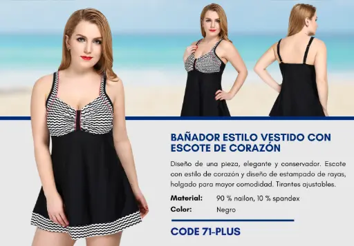 [Traje de Baño Para Mujer PLUS Esencial Swim PLUS-71] Traje de Baño Para Mujer PLUS Esencial Swim PLUS-71