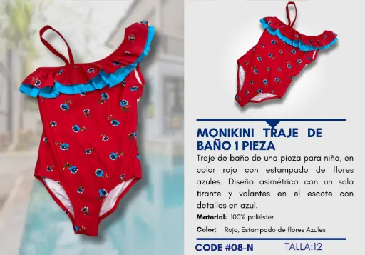 [Traje de Baño Para Niña 12Y Kids Swim N-08] Traje de Baño Para Niña 12Y Kids Swim N-08