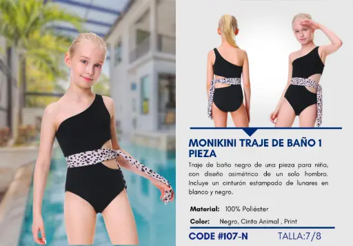 [Traje de Baño Para Niña 7/8Y Kids Swim N-107] Traje de Baño Para Niña 7/8Y Kids Swim N-107