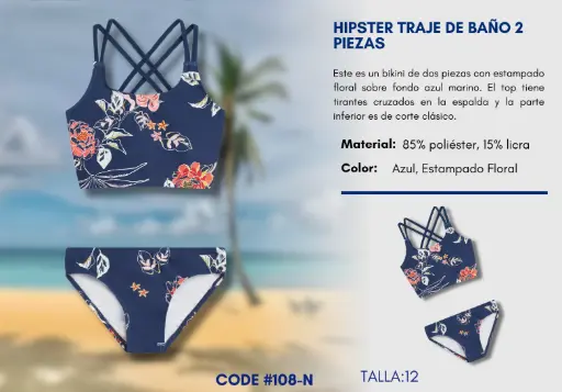 [Traje de Baño Para Niña 12Y Kids Swim N-108] Traje de Baño Para Niña 12Y Kids Swim N-108